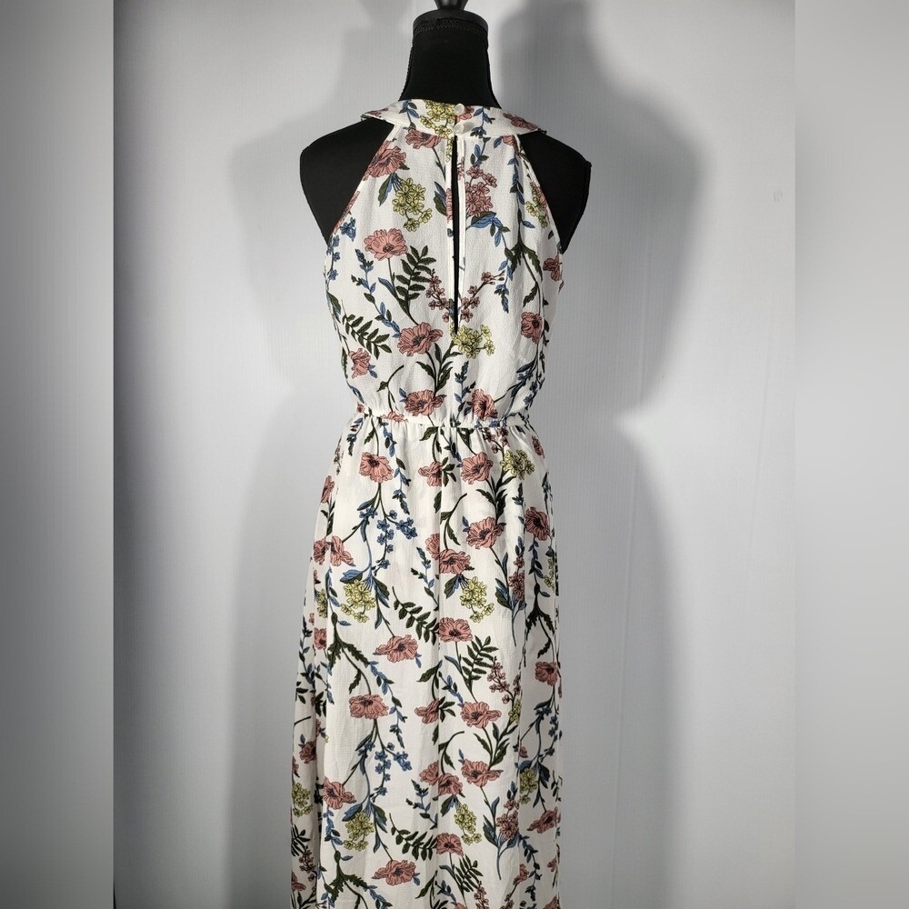 Trixxi Shorts Romper With Dress Tail Floral Print Sleeveless Dress, Halter Neck - Picture 9 of 12